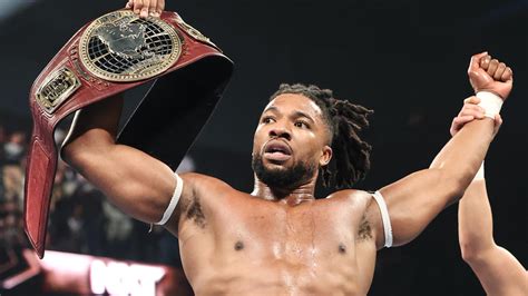 Trick Williams celebrates winning the NXT North American Title .